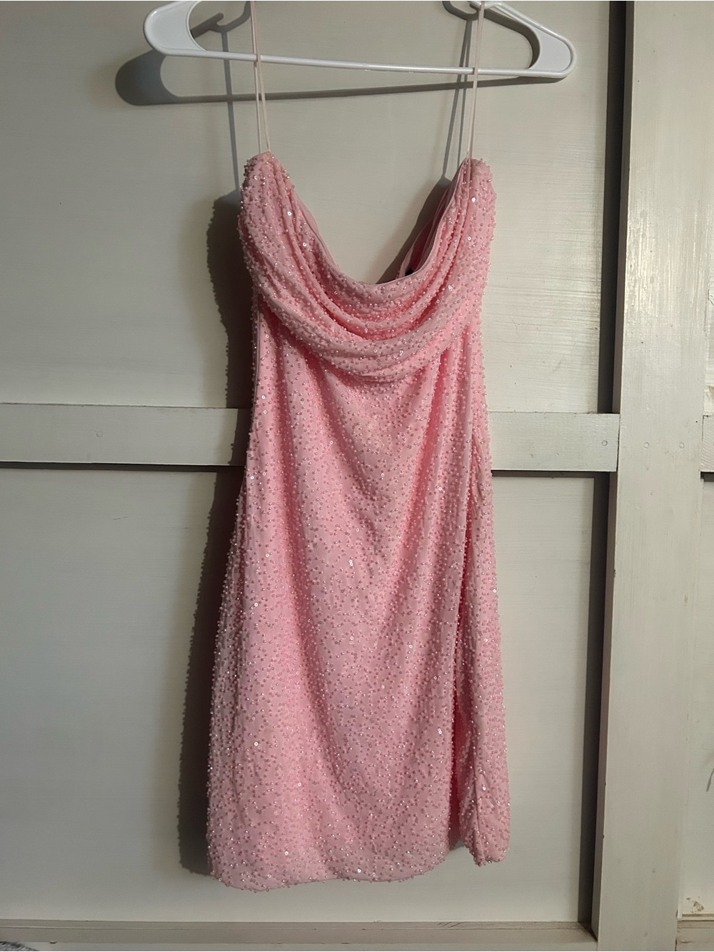 Windsor Pink Sequin Cowl Mini Dress